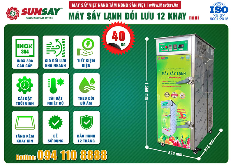 Các tính năng nổi bật của tủ sấy trái cây 12 khay mini