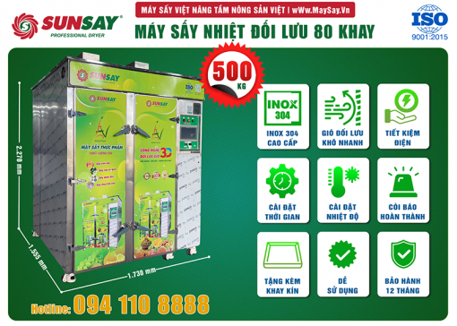 Các tính năng của máy sấy nhiệt đối lưu 80 khay